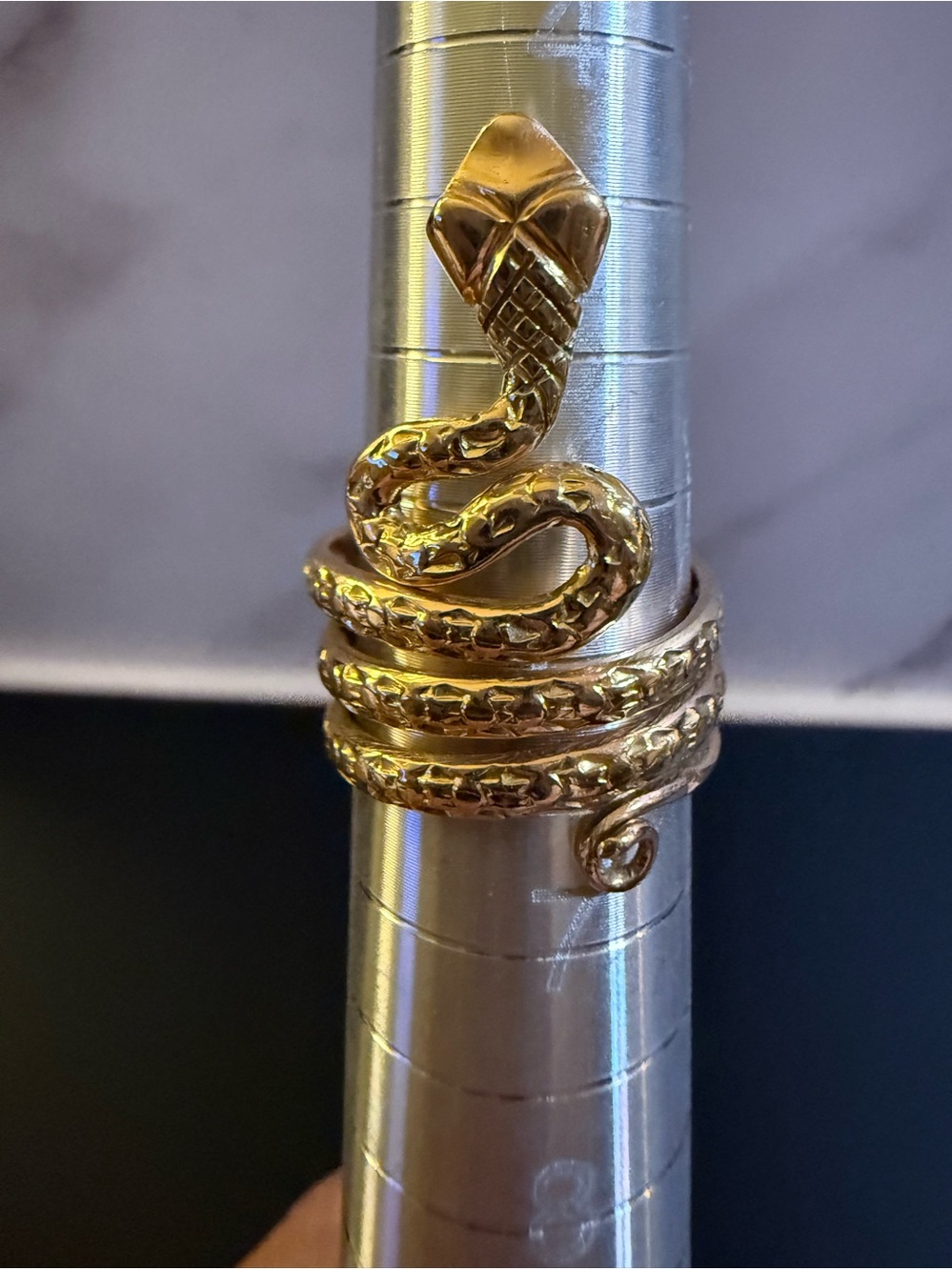 Vintage 14K Yellow Gold Coiled Cobra Snake Ring